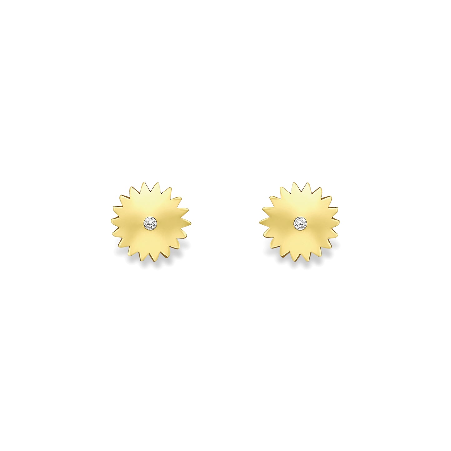 9ct Gold  Yellow Gold Stud Earrings With Cubic Zirconia - SENR02653