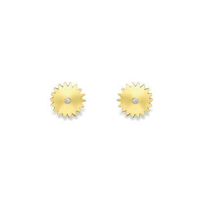 9ct Gold  Yellow Gold Stud Earrings With Cubic Zirconia - SENR02653