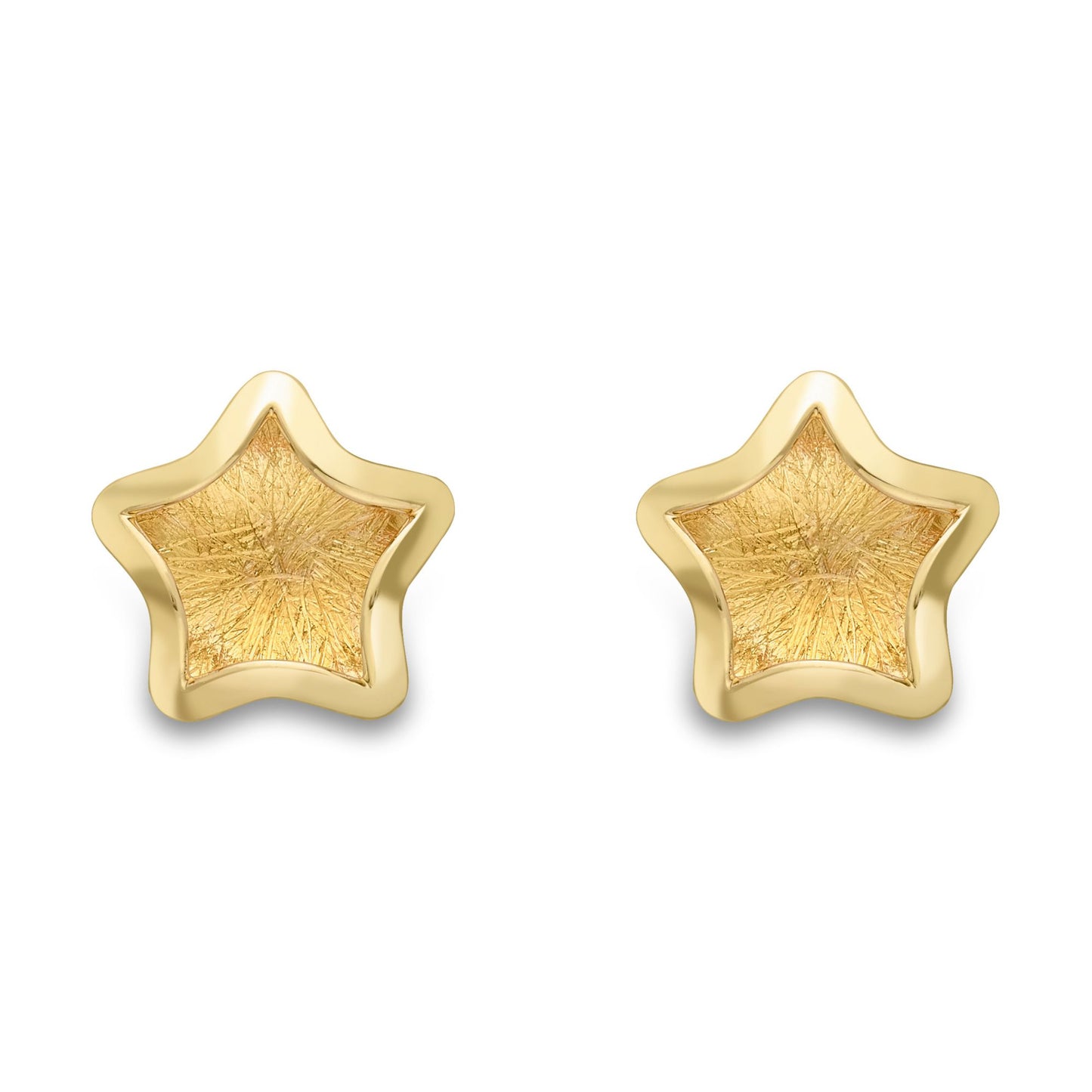 9ct Gold  Satin Brushed Super Star Stud Earrings 7mm - SENR02870