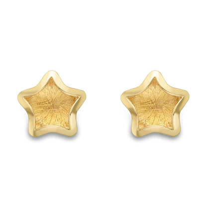 9ct Gold  Satin Brushed Super Star Stud Earrings 7mm - SENR02870
