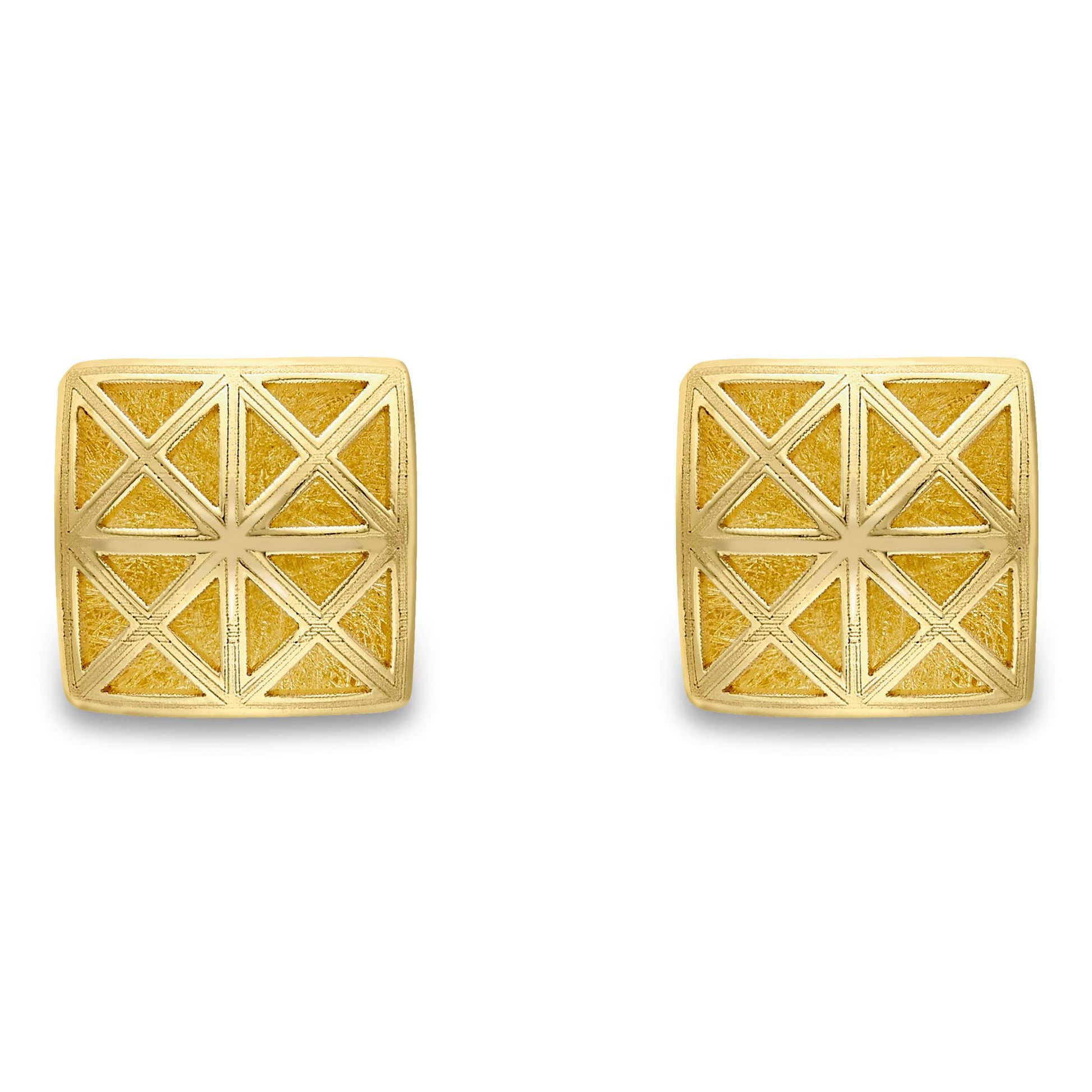 9ct Gold  Windows & Crosses Satin Brushed Stud Earrings 7mm - SENR02874