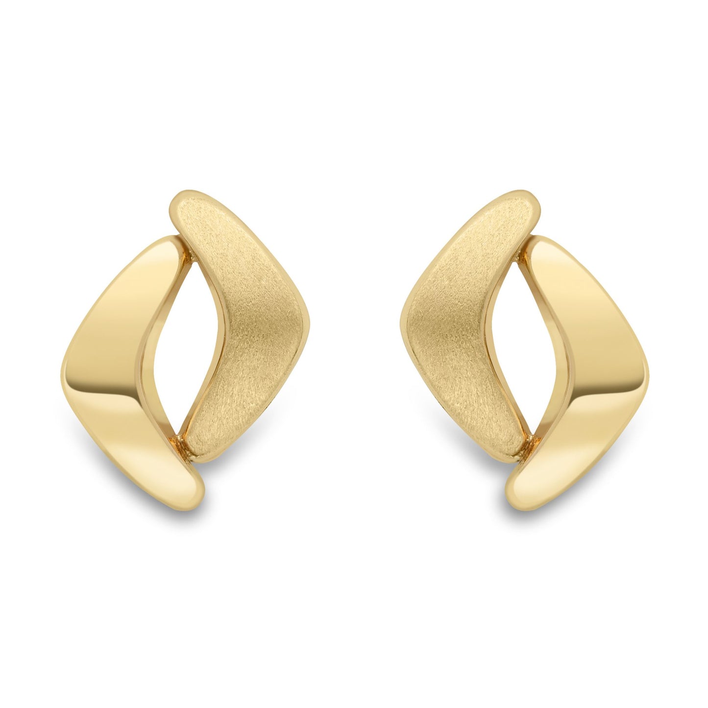 9ct Gold  Satin Brushed Boomerang Stud Earrings - SENR02875