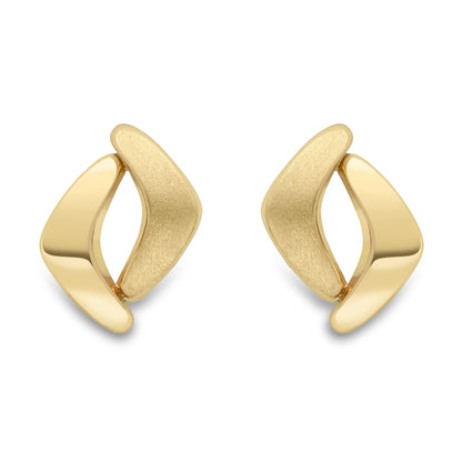 9ct Gold  Satin Brushed Boomerang Stud Earrings - SENR02875