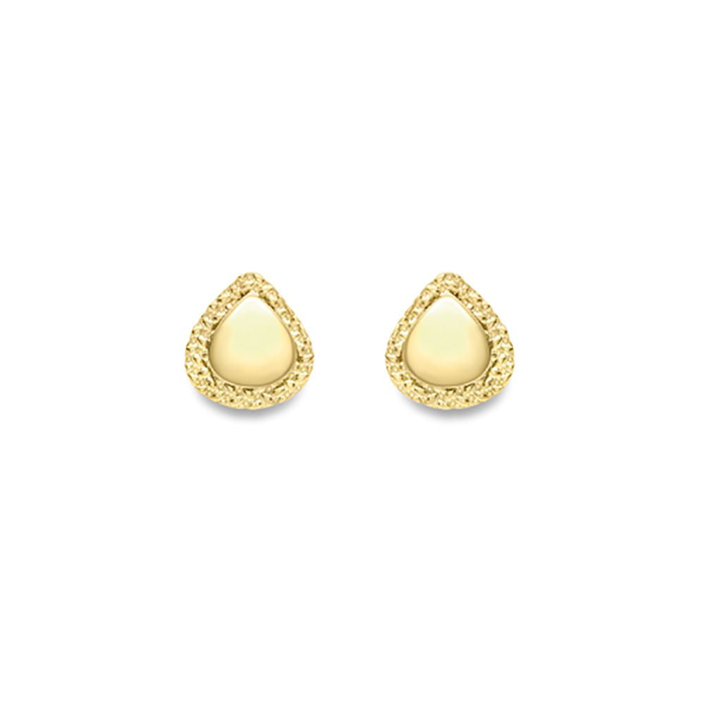 9ct Gold  Bead Edge Tears of Joy Stud Earrings - SENR02885