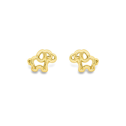 9ct Gold  Elephant Outline Stud Earrings - SENR02889