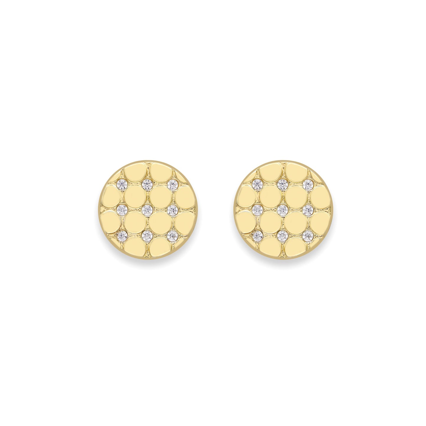 9ct Gold  CZ Dual Layer Sunken Circles Stud Earrings 7mm - SENR02899