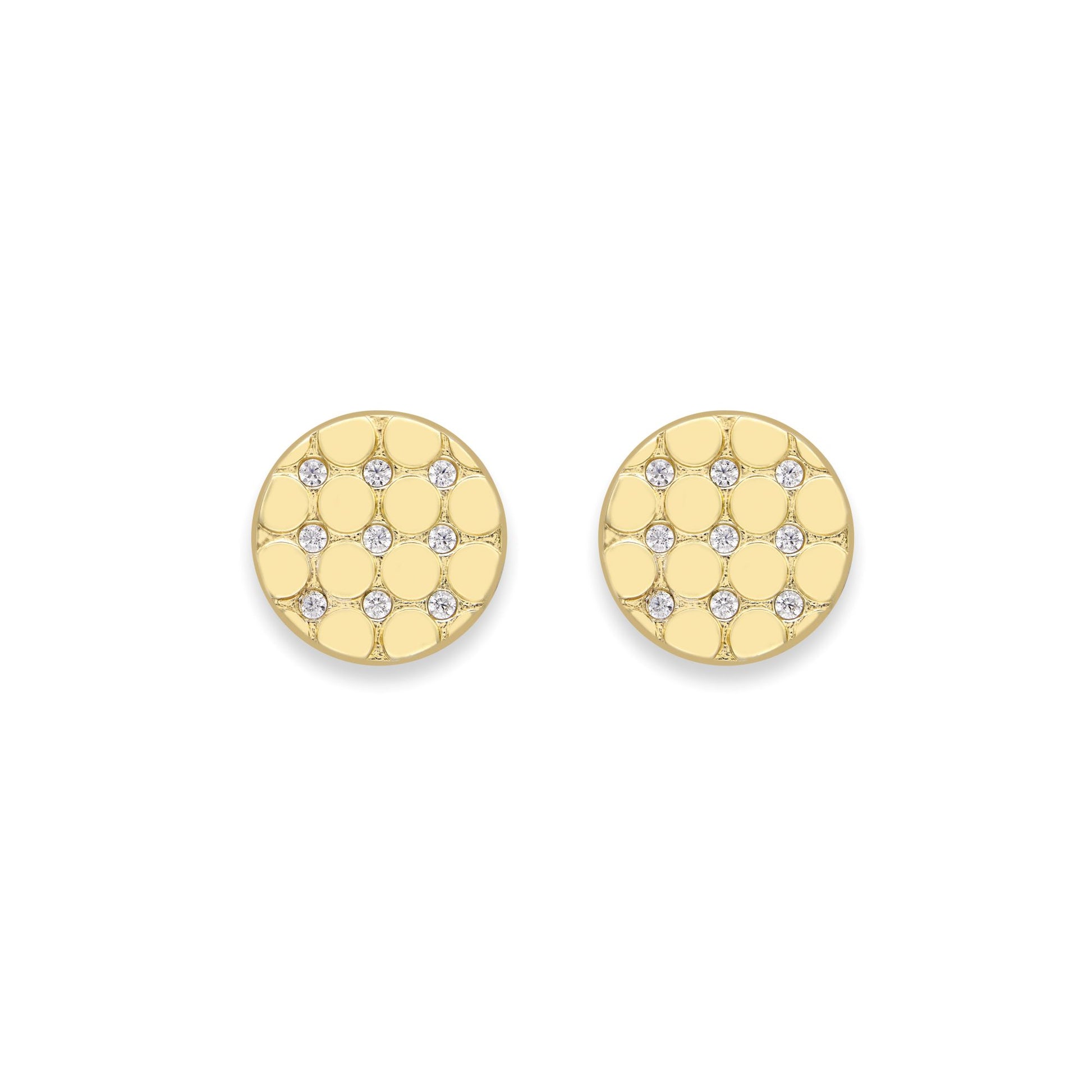 9ct Gold  CZ Dual Layer Sunken Circles Stud Earrings 7mm - SENR02899
