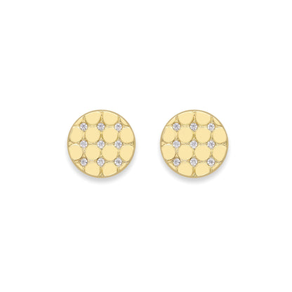 9ct Gold  CZ Dual Layer Sunken Circles Stud Earrings 7mm - SENR02899