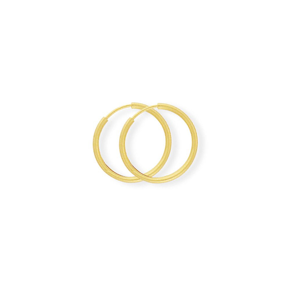 Ladies 9ct Gold  0.75mm Thin Sleeper Hoop Earrings - 14mm - SENR02926