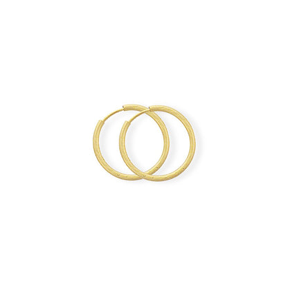 9ct Gold  0.75mm Diamond-cut Sleeper Hoop Earrings - 14mm - SENR02929