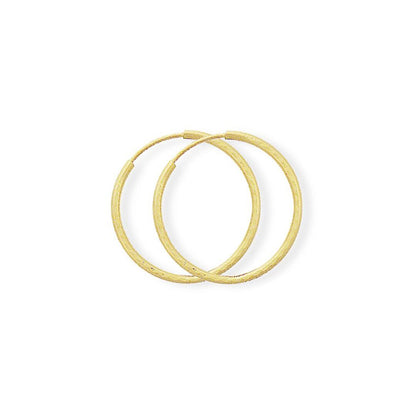 9ct Gold  0.75mm Diamond-cut Sleeper Hoop Earrings - 22mm - SENR02931