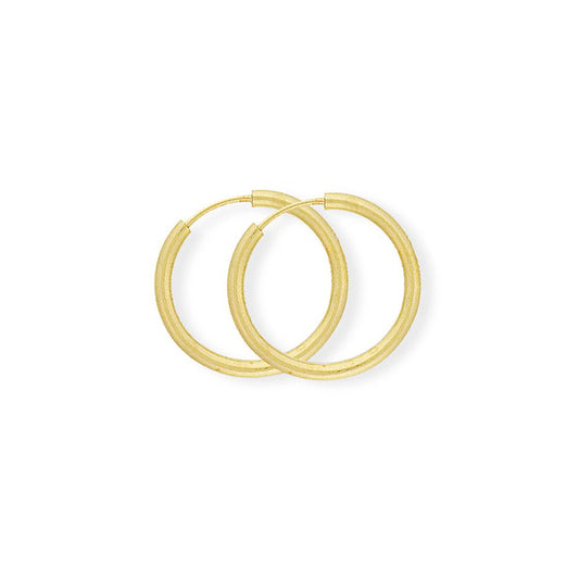 Ladies 9ct Gold  1.2mm Gauge Sleeper Hoop Earrings - 18mm - SENR02933