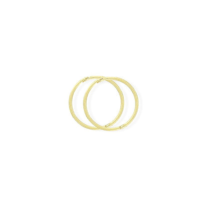 9ct Gold  1mm Gauge Thick Hinged Sleeper Hoop Earrings 14mm - SENR02954