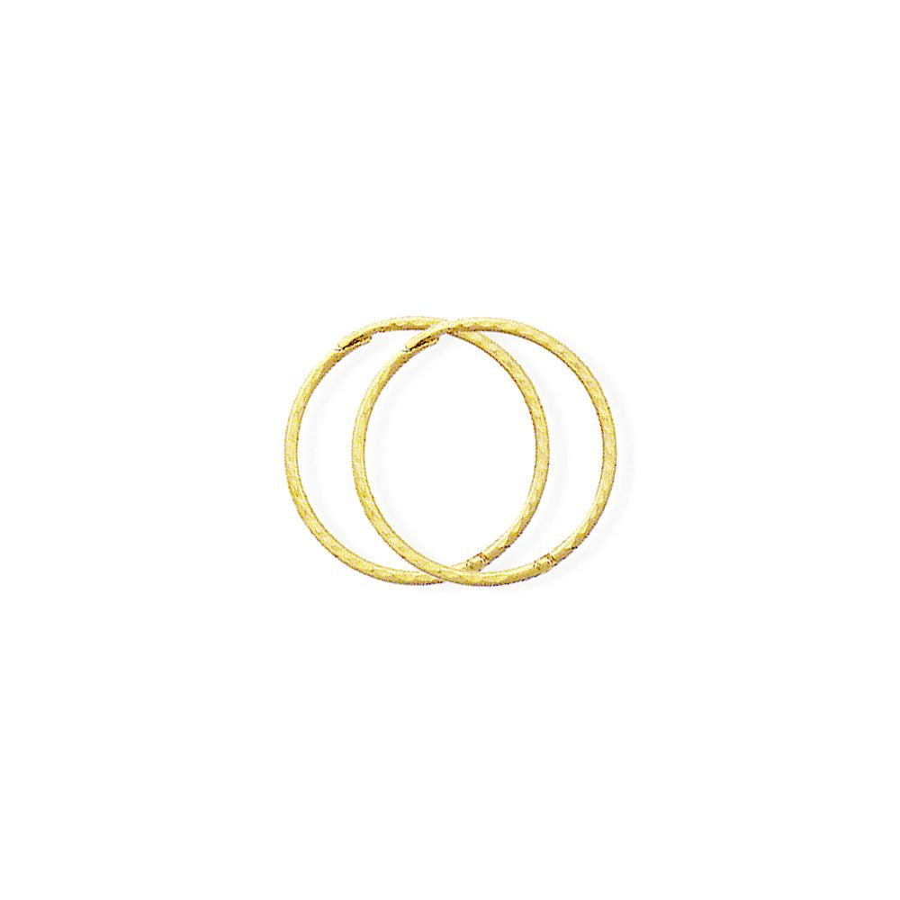 9ct Gold  1mm Thin Diamond-cut Hinged Sleeper Hoop Earrings - 16mm - SENR02958