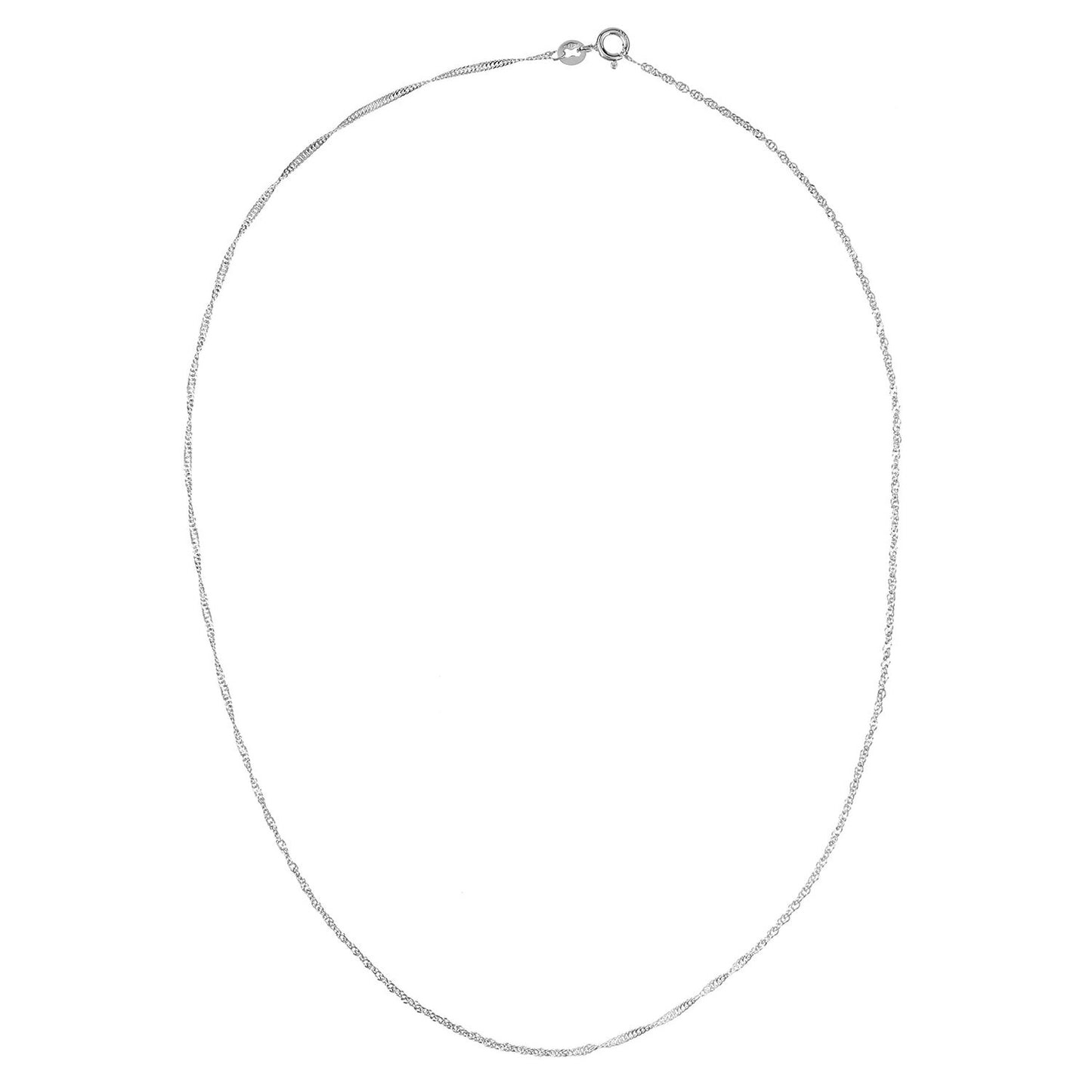 9ct White Gold  Sparkling Singapore Pendant Chain Necklace 1.5mm - SINAXLG25W