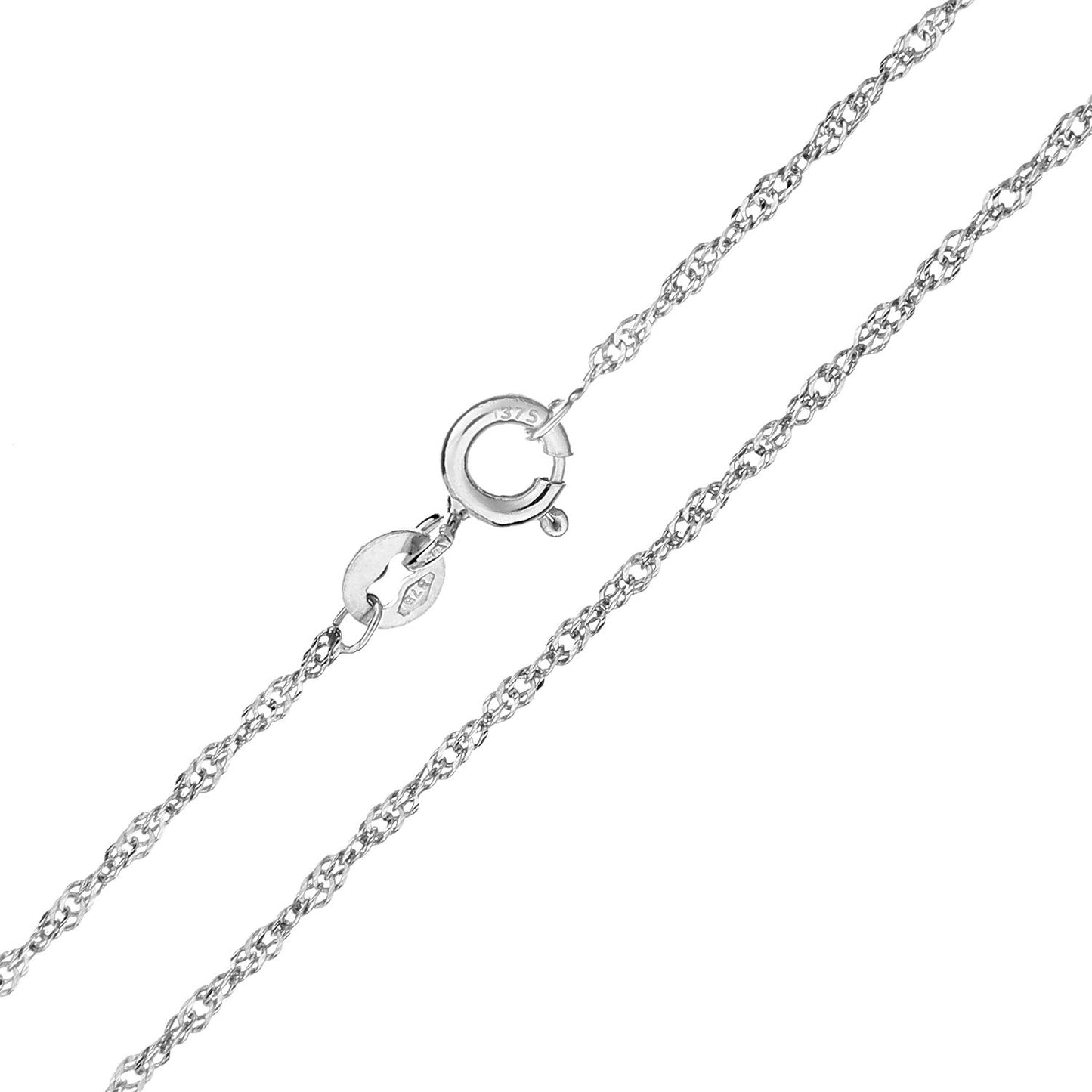 9ct White Gold  Sparkling Singapore Pendant Chain Necklace 1.5mm - SINAXLG25W