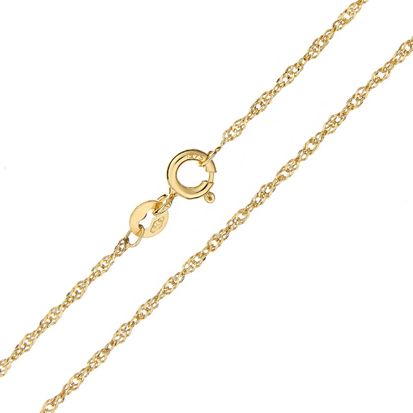 9ct Gold  Sparkling Singapore Pendant Chain Necklace 1.5mm - SINAXLG25Y
