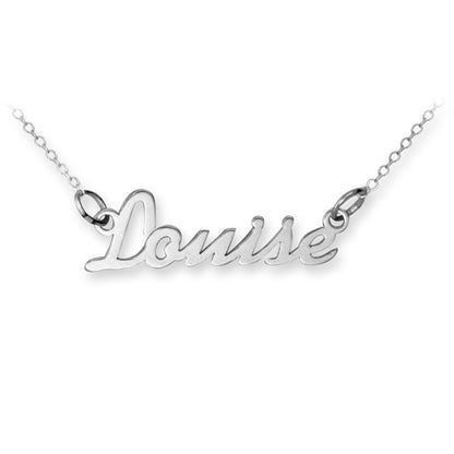 Ladies Solid Sterling Silver  Identity Nameplate Necklace - SNP001
