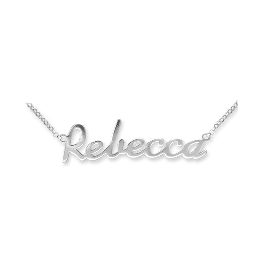 Ladies Solid Sterling Silver  Identity Nameplate Necklace - SNP002