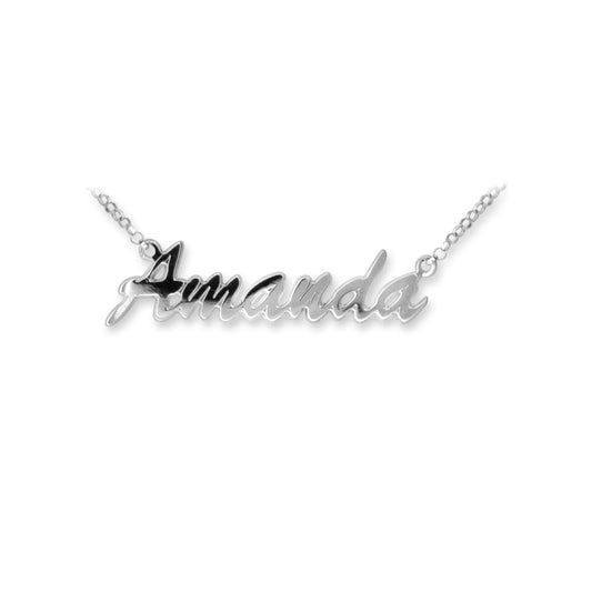 Ladies Solid Sterling Silver  Identity Nameplate Necklace - SNP003