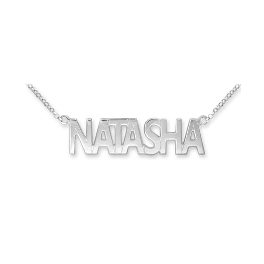 Ladies Solid Sterling Silver  Identity Nameplate Necklace - SNP004