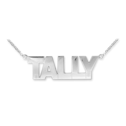 Ladies Solid Sterling Silver  Identity Nameplate Necklace - SNP005