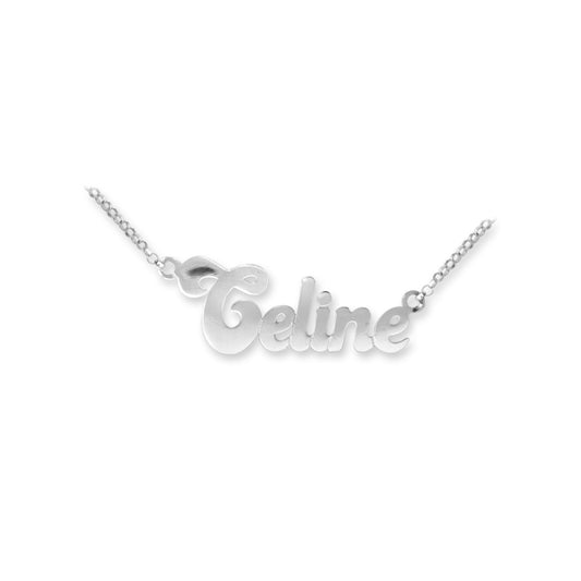 Ladies Solid Sterling Silver  Identity Nameplate Necklace - SNP007