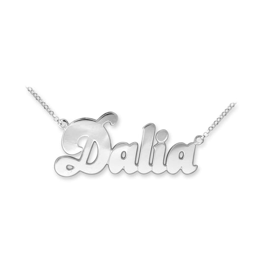 Ladies Solid Sterling Silver  Identity Nameplate Necklace - SNP008