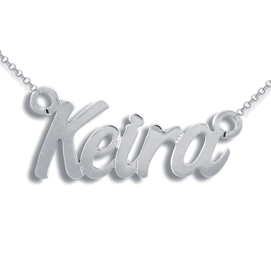 Ladies Solid Sterling Silver  Identity Nameplate Necklace - SNP011