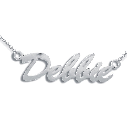 Ladies Solid Sterling Silver  Identity Nameplate Necklace - SNP012