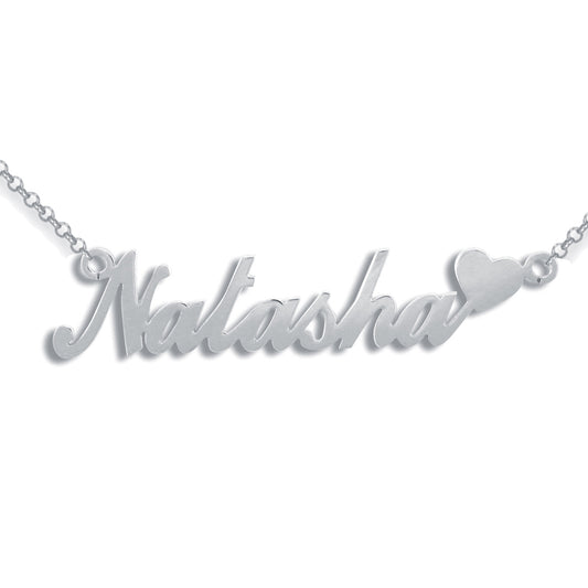Ladies Solid Sterling Silver  Identity Nameplate Necklace - SNP013
