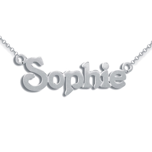 Ladies Solid Sterling Silver  Identity Nameplate Necklace - SNP014