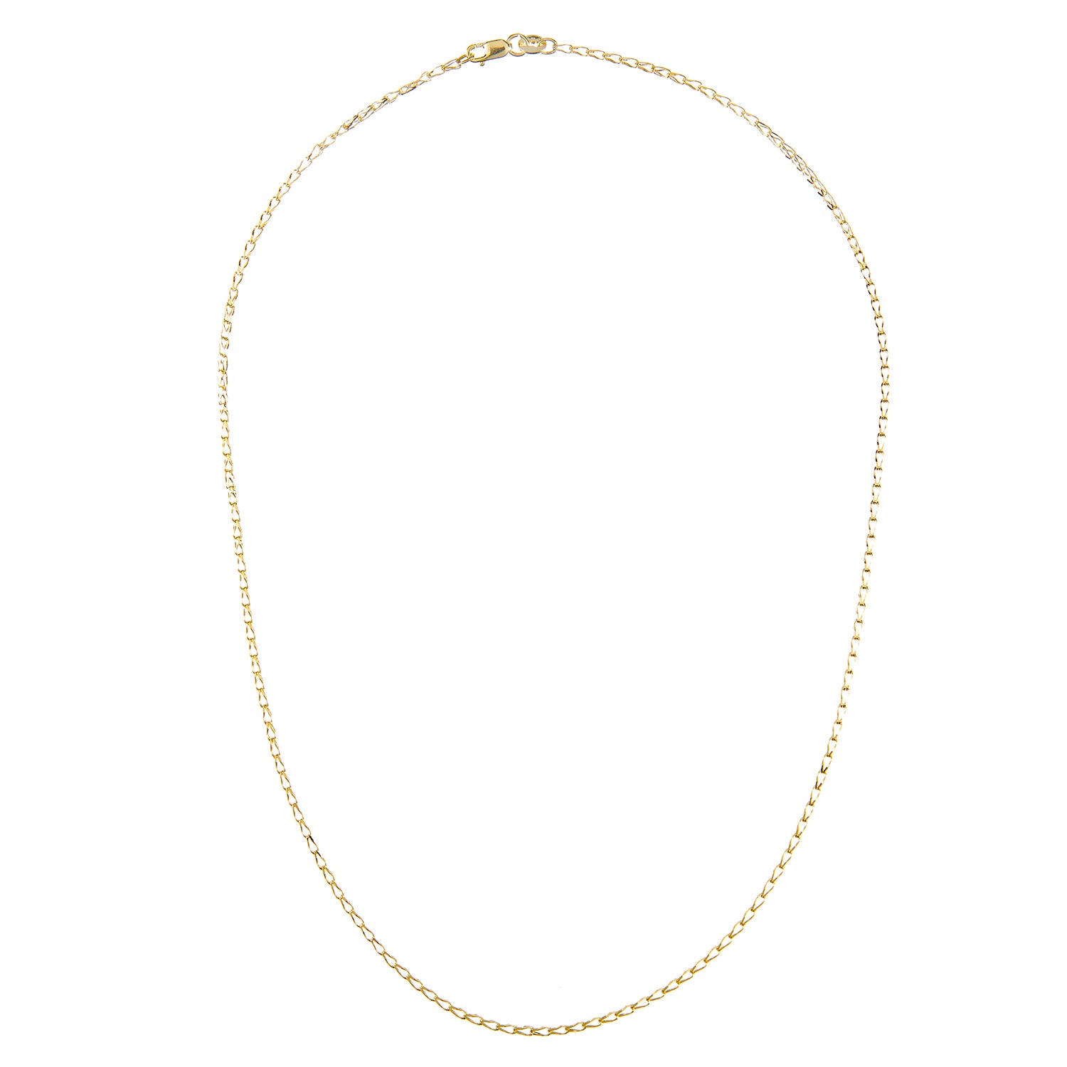 9ct Gold  Oval Tulip Belcher Pendant Chain Necklace 2mm - SPDAXL70