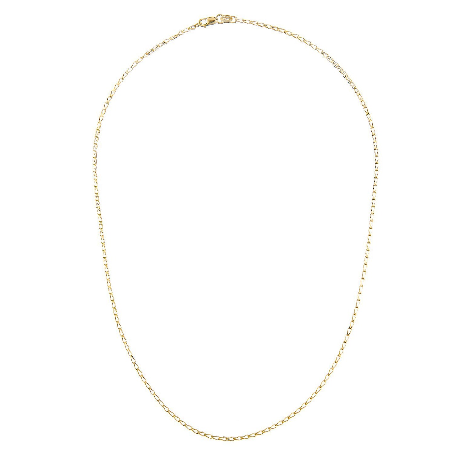 9ct Gold  Oval Tulip Belcher Pendant Chain Necklace 2mm - SPDAXL70