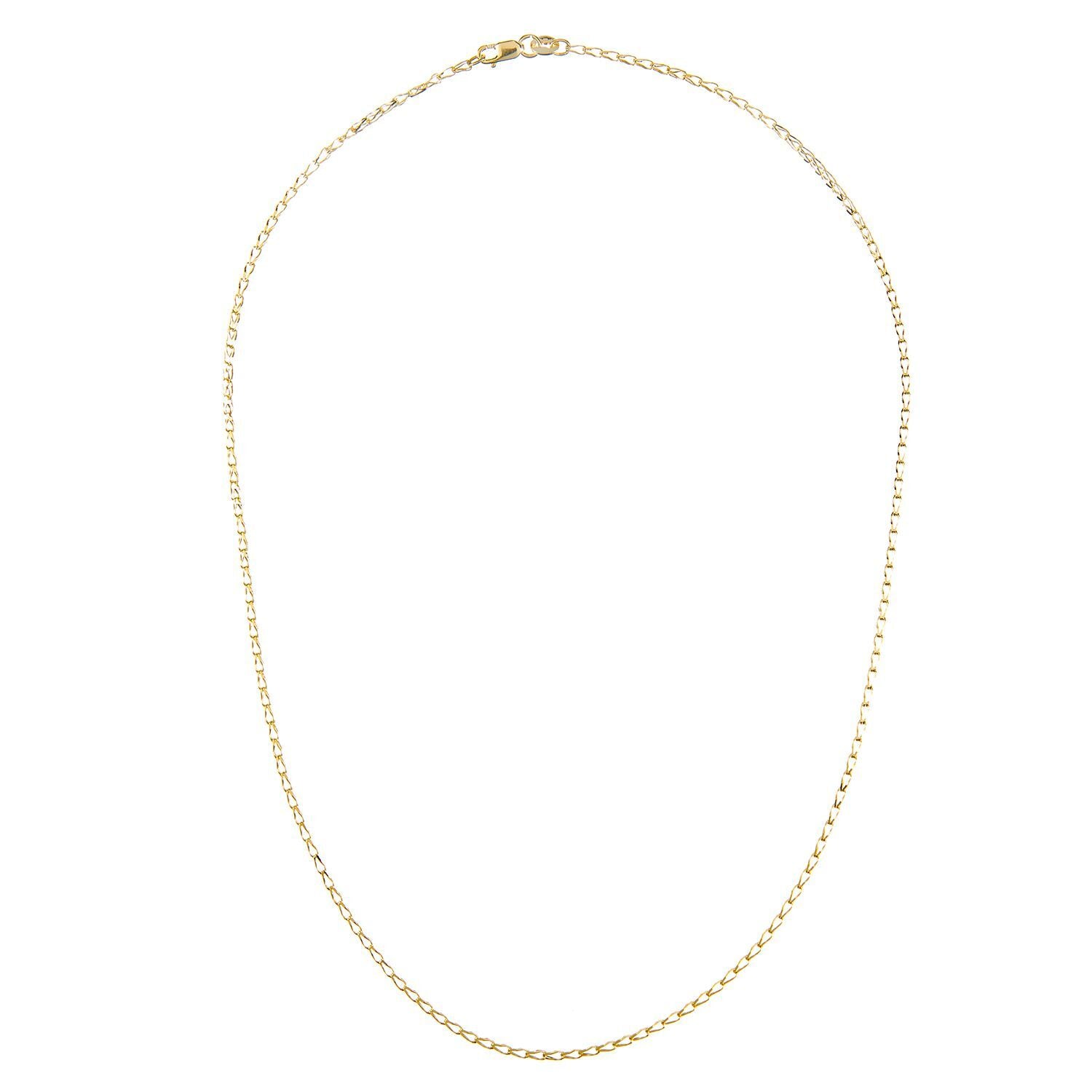 9ct Gold  Oval Tulip Belcher Pendant Chain Necklace 2mm - SPDAXL70
