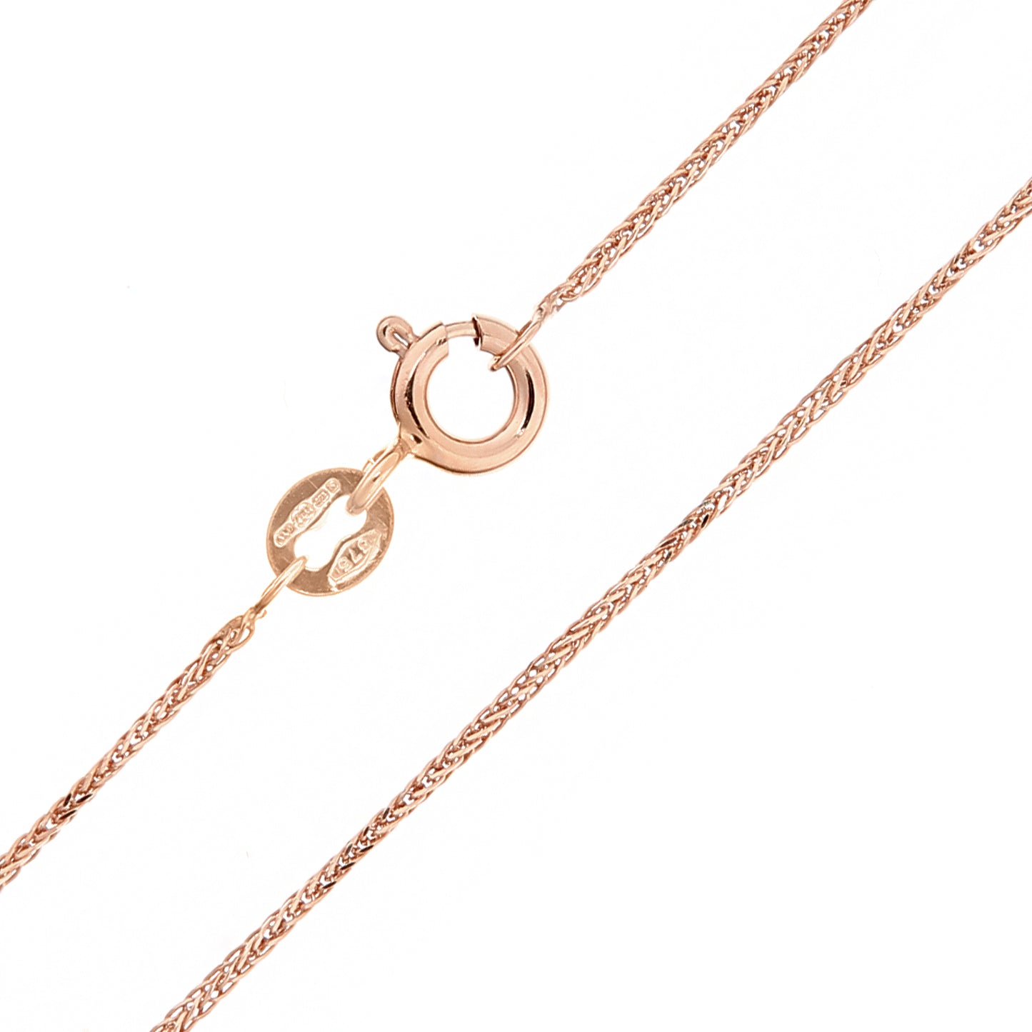 9ct Rose Gold  Smooth Snake-like Spiga Pendant Chain Necklace 1mm - SPMAXLD20R