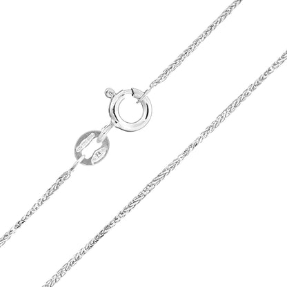 9ct White Gold  Smooth Snake-like Spiga Pendant Chain Necklace 1mm - SPMAXLD20W