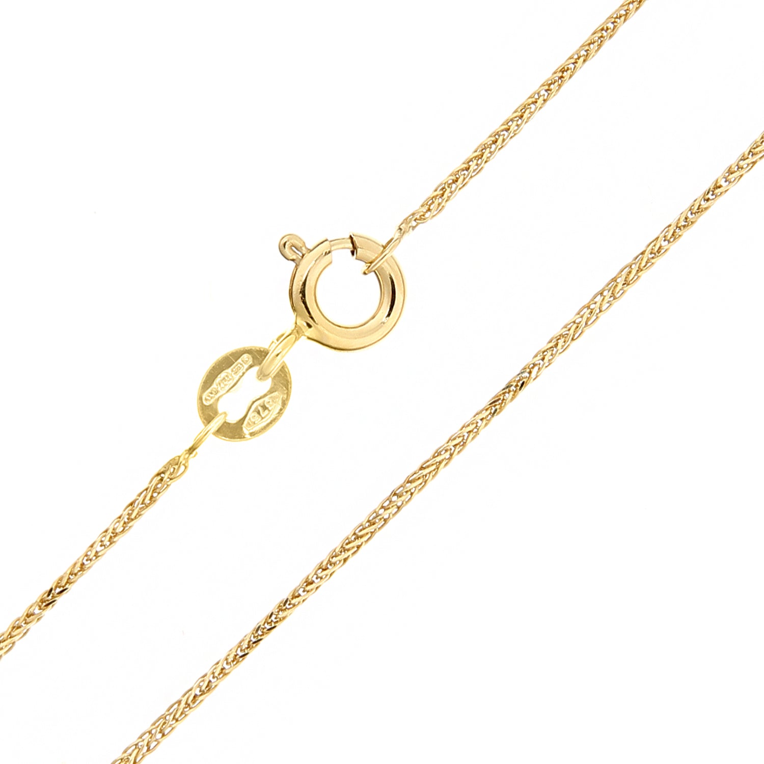 9ct Gold  Smooth Snake-like Spiga Pendant Chain Necklace 1mm - SPMAXLD20Y