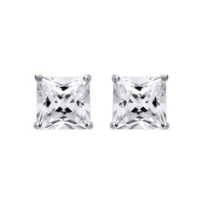 Silver  Princess Cut CZ 4 Claw Solitaire Stud Earrings 3mm 0.40cts - SQ3