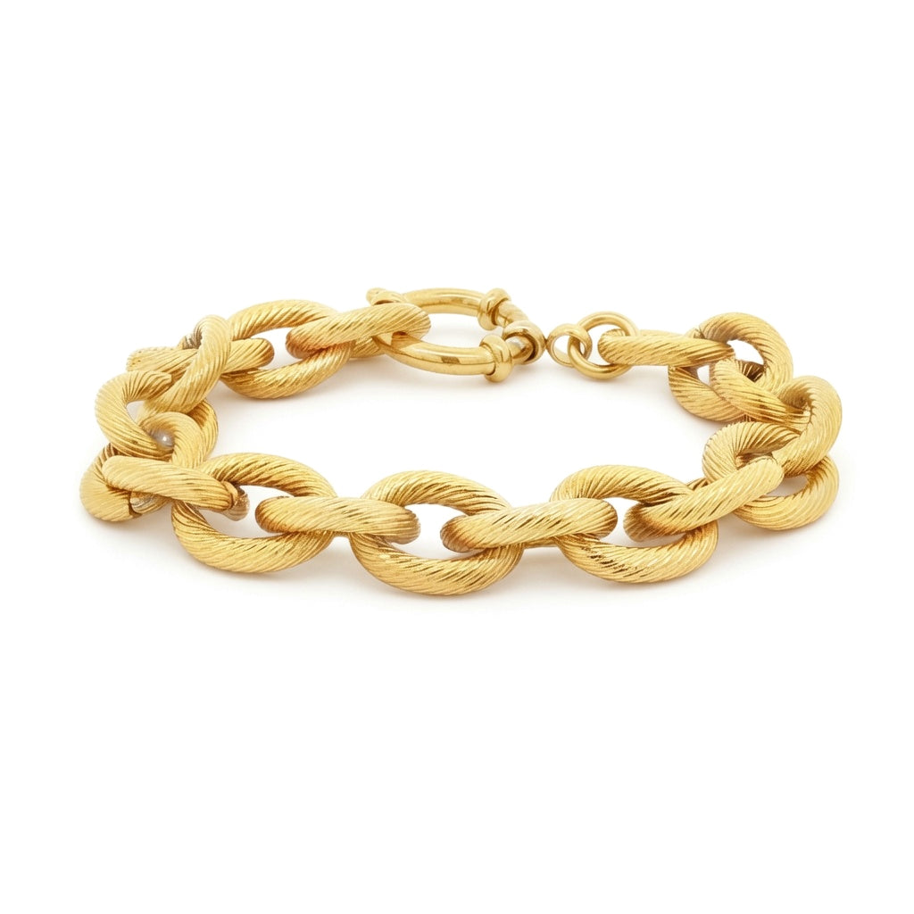 Gold-plated Stainless Steel  Chain Bracelet 8" 20cm - STB0001GP