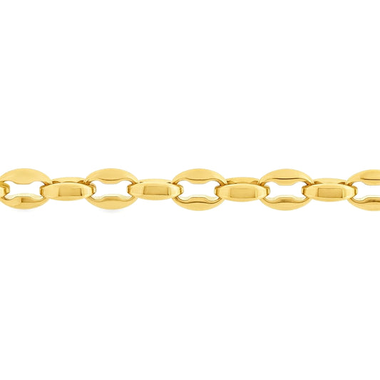 Gold-plated Steel  Oval Pebble Capsule Link Chain Bracelet 7mm 8" - STB0007GP