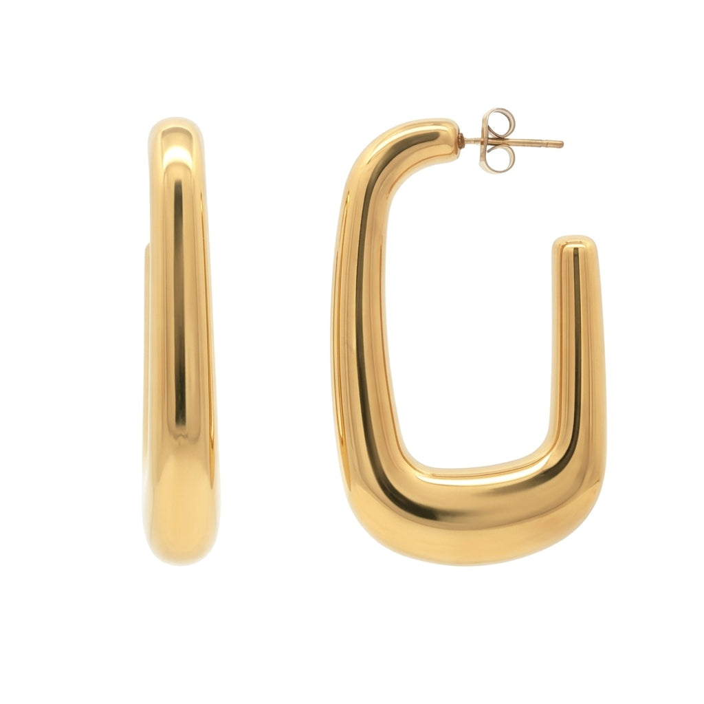 Gold-plated Stainless Steel  Creole Earrings - STE0001GP