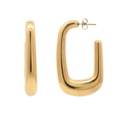 Gold-plated Stainless Steel  Creole Earrings - STE0001GP