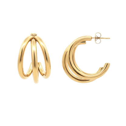 Gold-plated Stainless Steel  Drop Earrings - STE0003GP