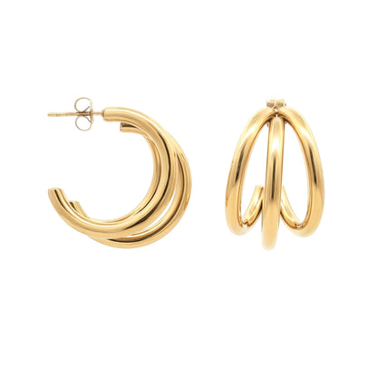 Gold-plated Stainless Steel  Drop Earrings - STE0003GP