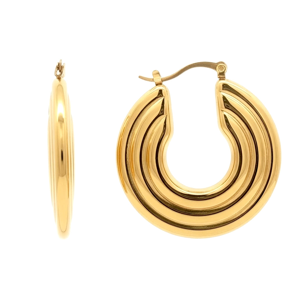 Gold-plated Stainless Steel  Creole Earrings - STE0004GP