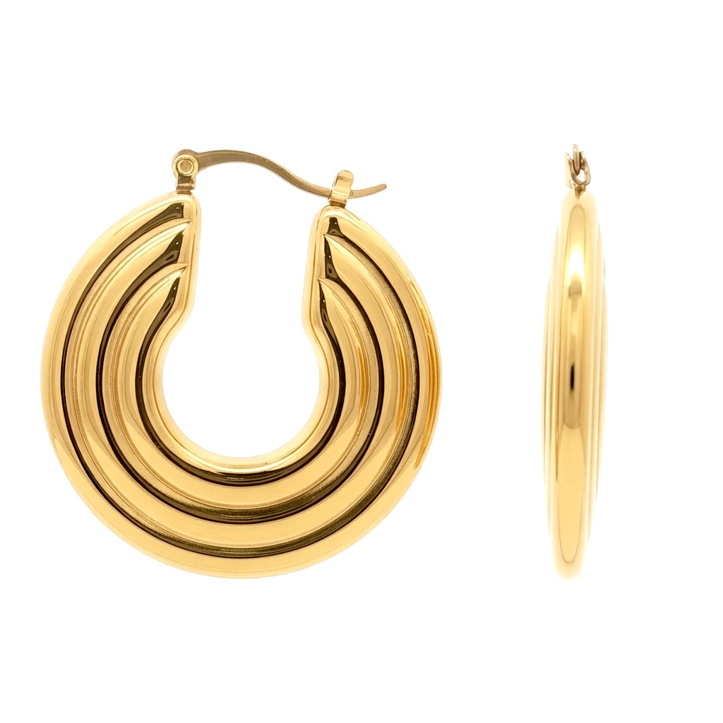 Gold-plated Stainless Steel  Creole Earrings - STE0004GP