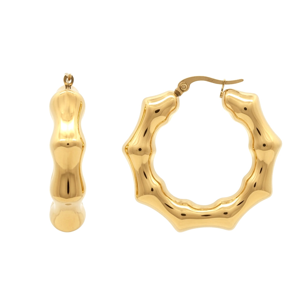 Gold-plated Stainless Steel  Creole Earrings - STE0006GP