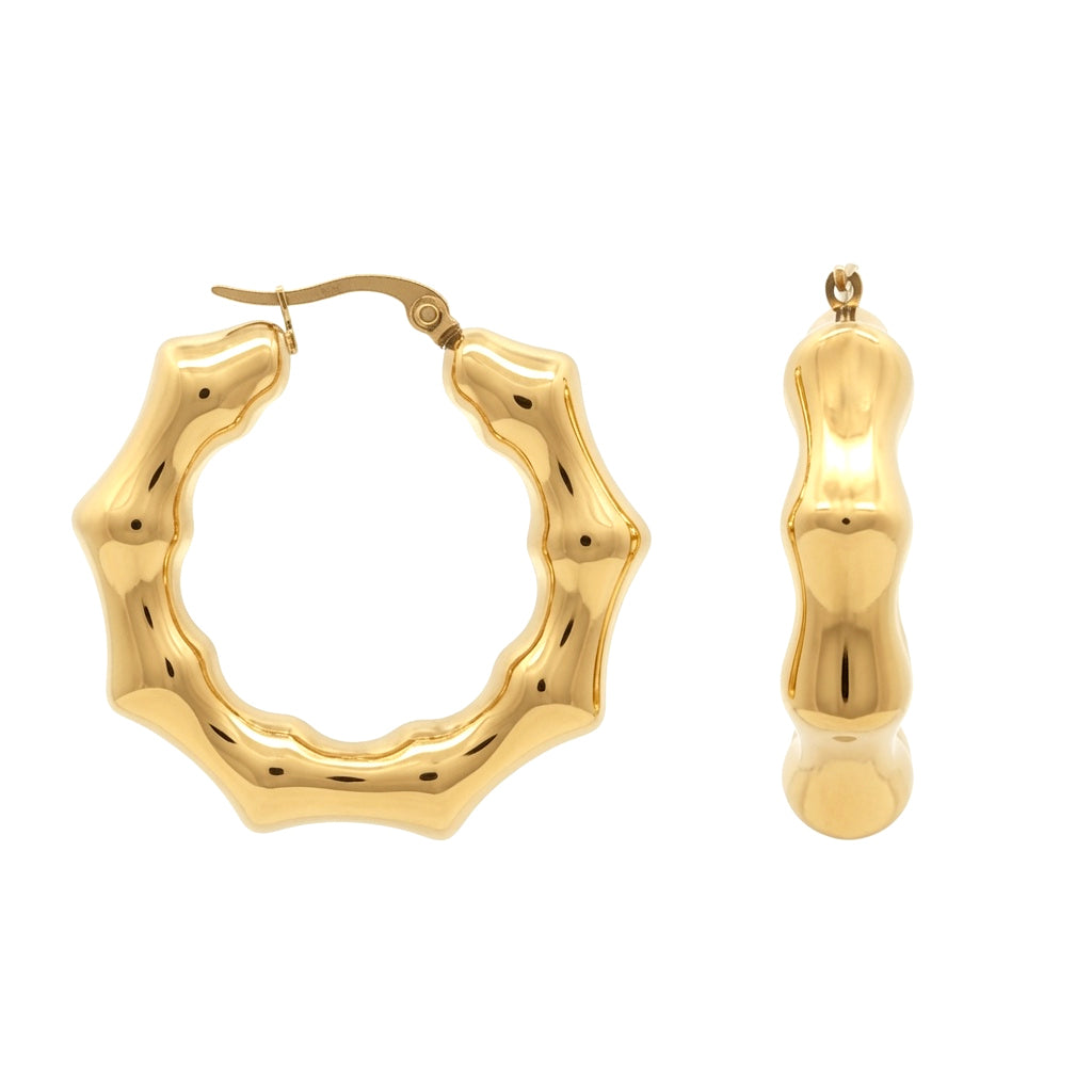 Gold-plated Stainless Steel  Creole Earrings - STE0006GP