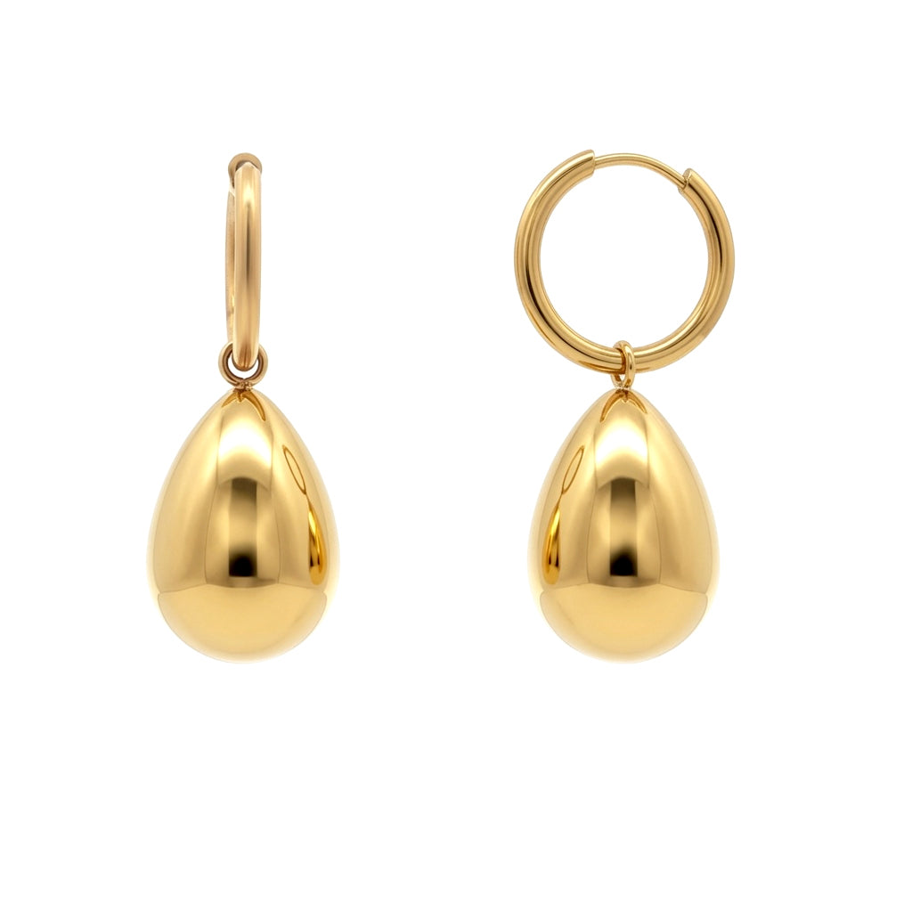 Gold-plated Stainless Steel  Drop Earrings - STE0007GP